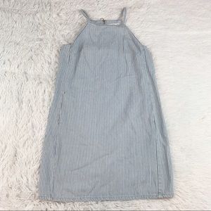 Mango sleeveless striped halter neck denim shift dress